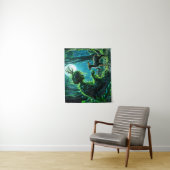 Fantasy bosgodin en zachte herten kunst wandkleed (In situ)