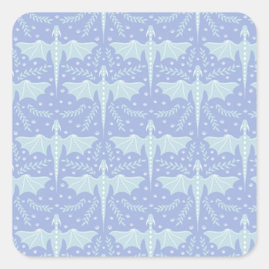 Fantasy Botanische Draak Vierkante Sticker (Voorkant)