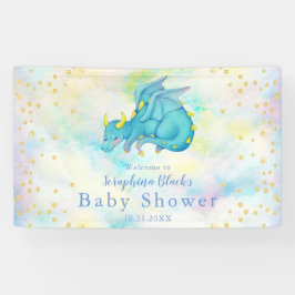 Fantasy Boys Blue Dragon Baby shower Banner