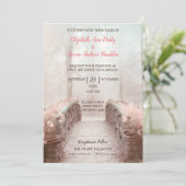 Fantasy Bridge in de Bossen met Pink Flowers Kaart (Staand voorkant)