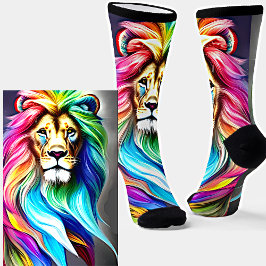 Fantasy Bright Rainbow Colors Leo Lion Mane Sokken