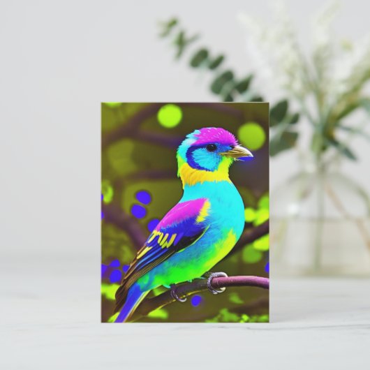 Fantasy Brightly Colour Bird Briefkaart (Staand voorkant)