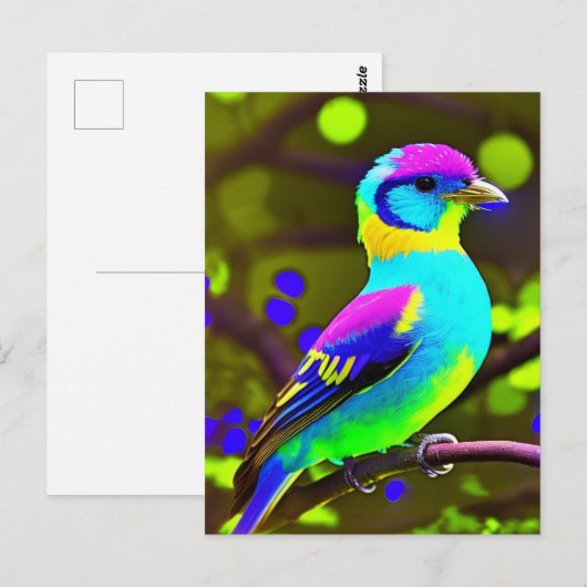 Fantasy Brightly Colour Bird Briefkaart (Voorkant / Achterkant)