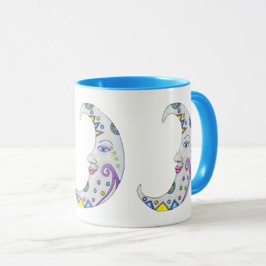 Fantasy Brightly gekleurde Crescent Moons Facs Mok (Voorkant rechts)