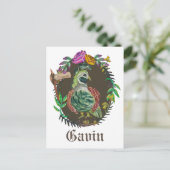 Fantasy broccoli quail - schattige kwartel briefkaart (Staand voorkant)