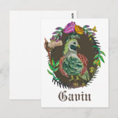 Fantasy broccoli quail - schattige kwartel briefkaart (Voorkant / Achterkant)