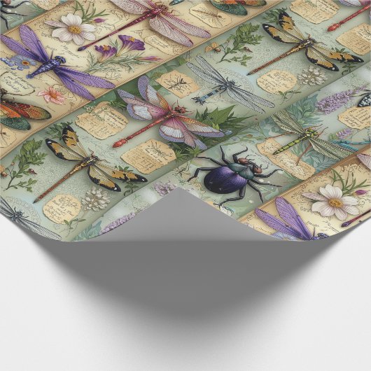Fantasy Bugs Wrapping Paper Whimsical Insect Gifts Cadeaupapier (Hoek)