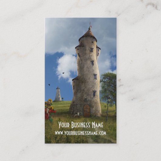 Fantasy Business Cardwith Towers Visitekaartje (Voorkant)