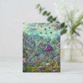 Fantasy Butterflies en paddenstoelen Briefkaart (Staand voorkant)
