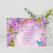 Fantasy Butterflies Flowers Sweet 16 Invitation Kaart (Staand voorkant)