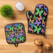 Fantasy Butterflies Ovenwant & Pannenlap Set (Top down)