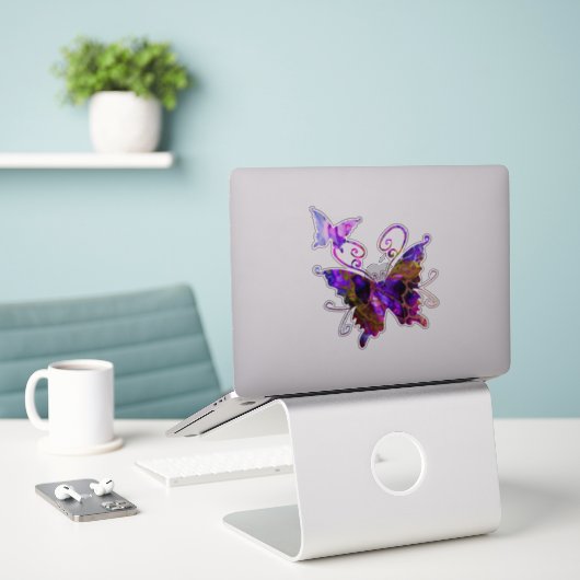 Fantasy Butterflies Sticker (Laptop op bureau)