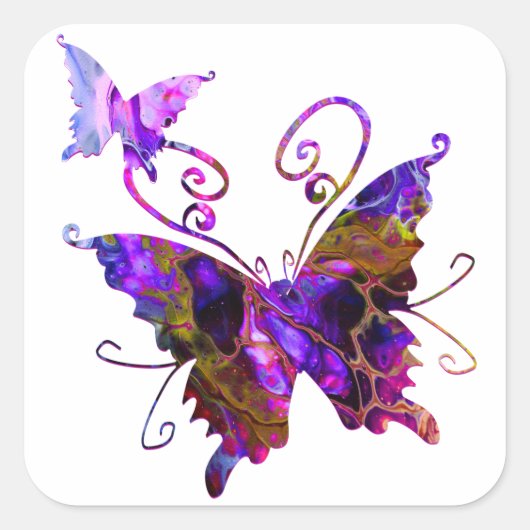 Fantasy Butterflies Vierkante Sticker (Voorkant)