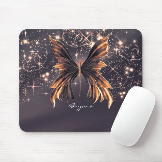 Fantasy Butterfly Gold Sparkle Muismat (Met muis)