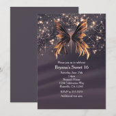 Fantasy Butterfly Gold Sparkle Party Kaart (Voorkant / Achterkant)