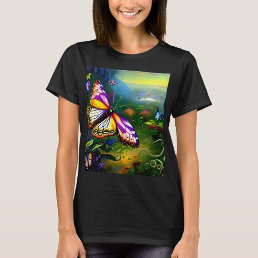 Fantasy Butterfly Journey Digital Art T-Shirt (Voorkant)