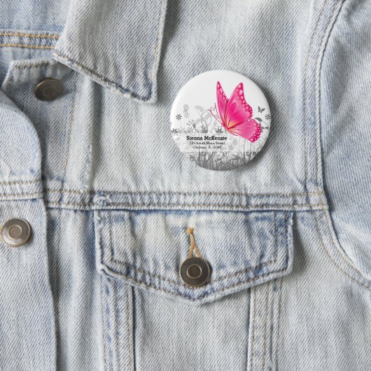 Fantasy Butterfly * kies achtergrondkleur Ronde Button 5,7 Cm (In situ)