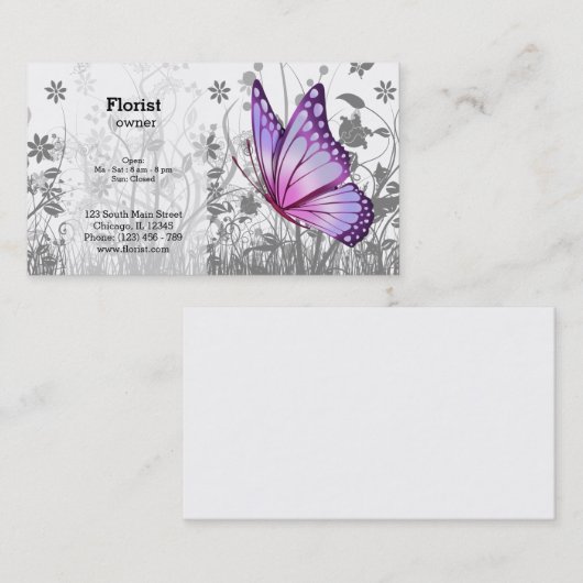 Fantasy Butterfly * kies achtergrondkleur Visitekaartje (Voorkant / Achterkant)