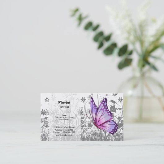 Fantasy Butterfly * kies achtergrondkleur Visitekaartje (Staand voorkant)