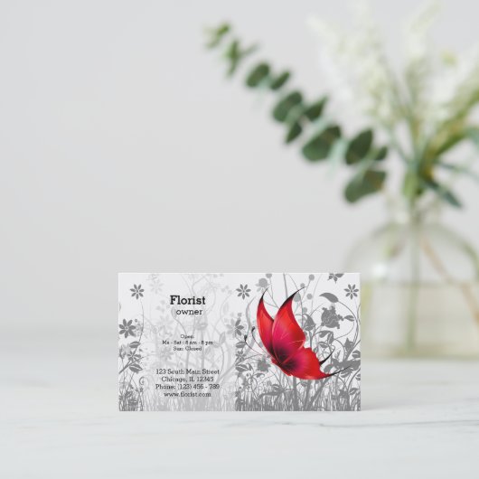 Fantasy Butterfly * kies achtergrondkleur Visitekaartje (Staand voorkant)