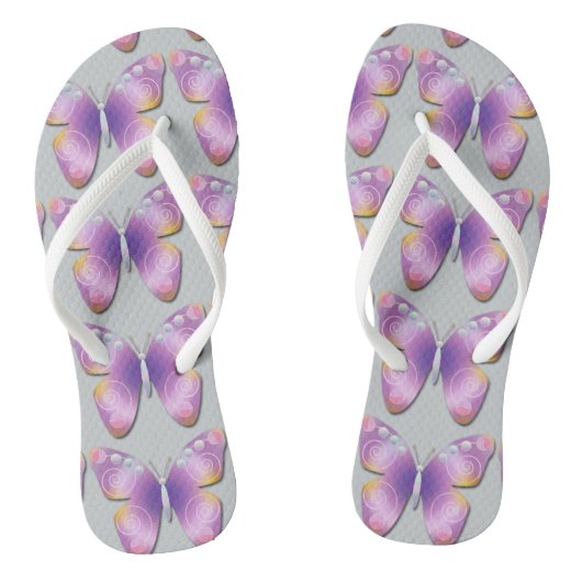 Fantasy Butterfly op Light Grey Teenslippers (Voetbed)