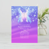 Fantasy Butterfly Pink & Paarse Sparkle Party Kaart (Staand voorkant)