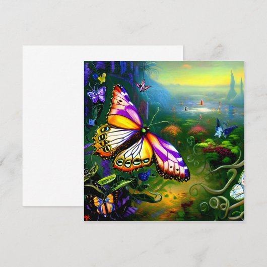Fantasy Butterfly Reis Blank Wenskaart (Voorkant / Achterkant)