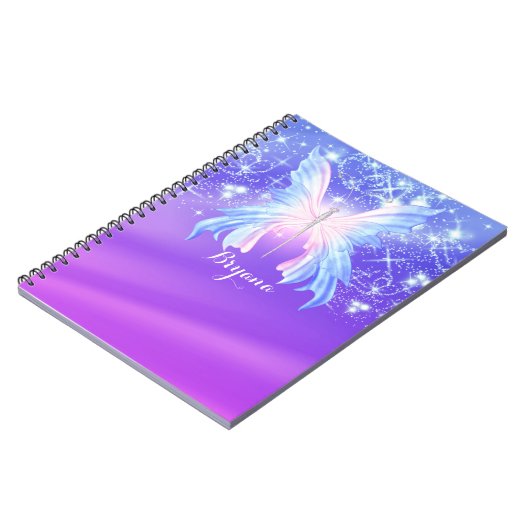 Fantasy Butterfly Roze en Paarse Sparkle Notitieboek (Linkerzijde)