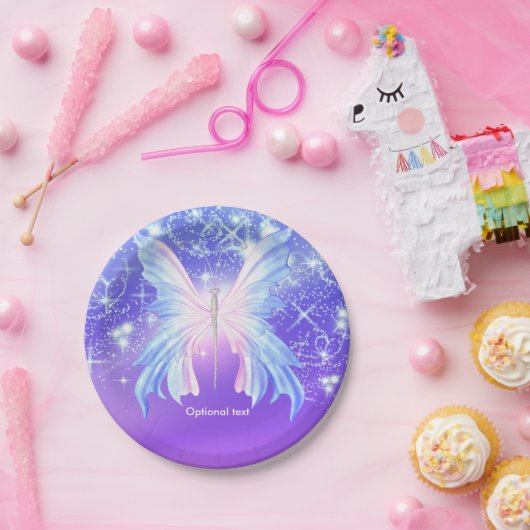 Fantasy Butterfly Roze en Paarse Sparkle Papieren Bordje (Feest)