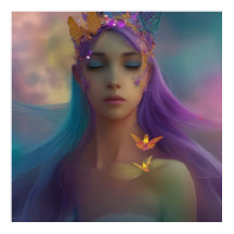 fantasy Butterfly wings Girl paars roze blauwgroen