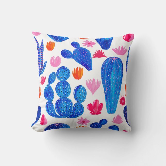 Fantasy Cactussen: decoratief naadloos patroon. Kussen (Voorkant)