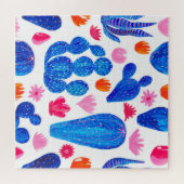 Fantasy Cactussen: decoratief naadloos patroon. Legpuzzel (Horizontaal)