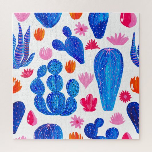 Fantasy Cactussen: decoratief naadloos patroon. Legpuzzel (Verticaal)