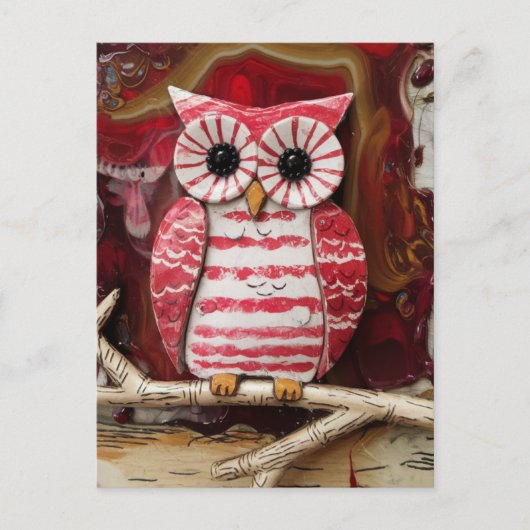 Fantasy Candy Cane Uil encaustic Briefkaart (Voorkant)