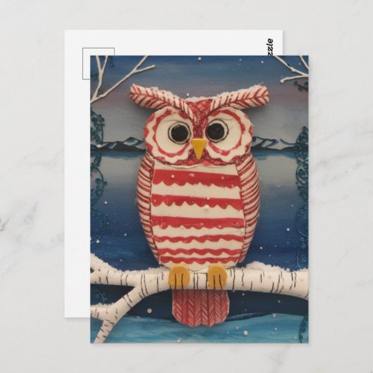 Fantasy Candycane Owl Briefkaart (Voorkant / Achterkant)