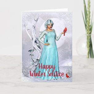 Fantasy Cardinaal Woman Winter Solstice Kaart