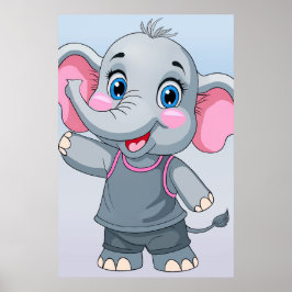 Fantasy Cartoon Baby Elephant Poster