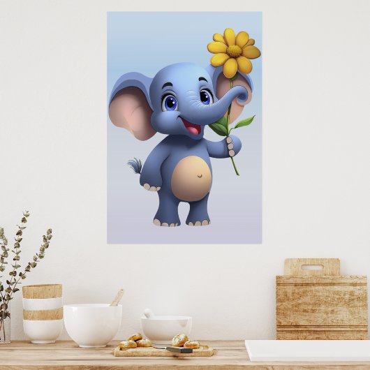Fantasy Cartoon Elephant Poster (Keuken)