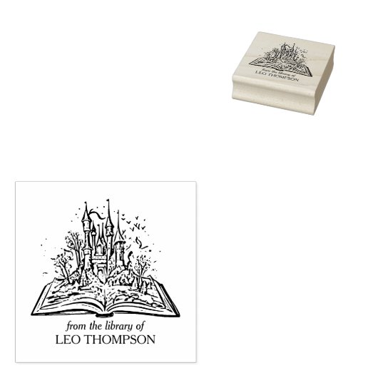  Fantasy Castle Bookplate Rubberstempel (Gestempeld)