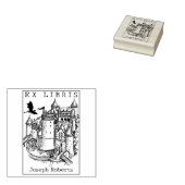 Fantasy Castle Dragon,  ex libris boek Rubberstempel (Gestempeld)