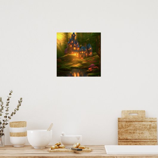 Fantasy Castle Enchanted Fortress Art Poster (Keuken)
