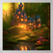 Fantasy Castle Enchanted Fortress Art Poster (Voorkant)