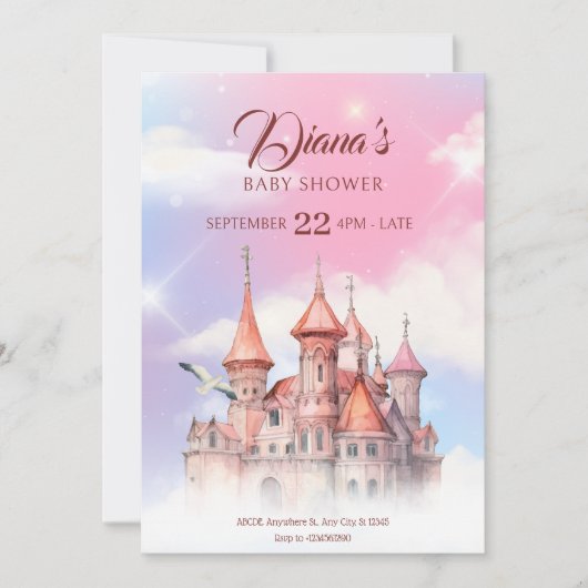 Fantasy Castle Fairytale baby shower Kaart (Voorkant)