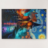 Fantasy Castle Starry Night Magical Painting Legpuzzel (Horizontaal)
