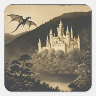 Fantasy Castle Vierkante Sticker