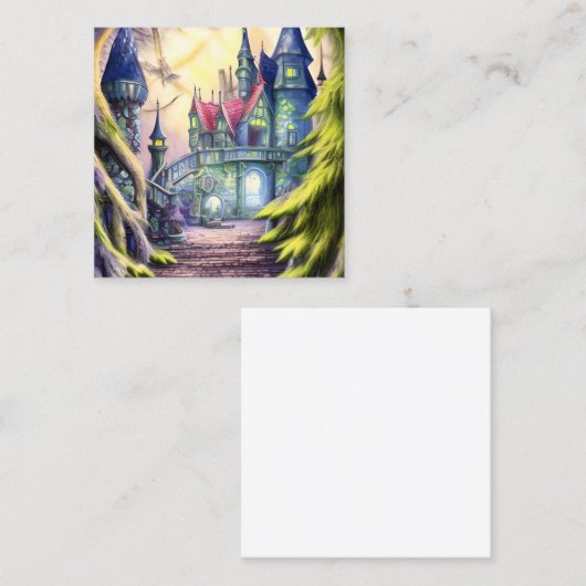 Fantasy Castle Vierkante Visitekaartje (Voorkant / Achterkant)