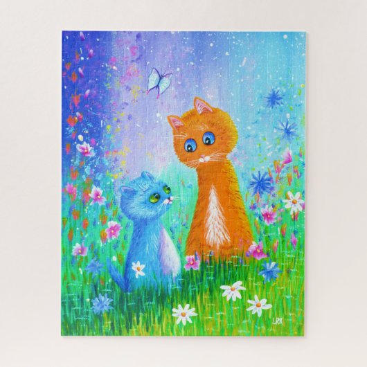 Fantasy Cat Butterfiles Flowers Legpuzzel (Verticaal)