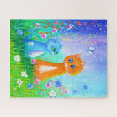 Fantasy Cat Butterfiles Flowers Legpuzzel (Horizontaal)