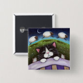Fantasy Cat en Mouse Art Vierkante Button 5,1 Cm (Voorkant /achterkant)