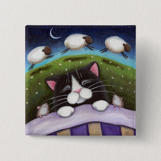Fantasy Cat en Mouse Art Vierkante Button 5,1 Cm (Voorkant)